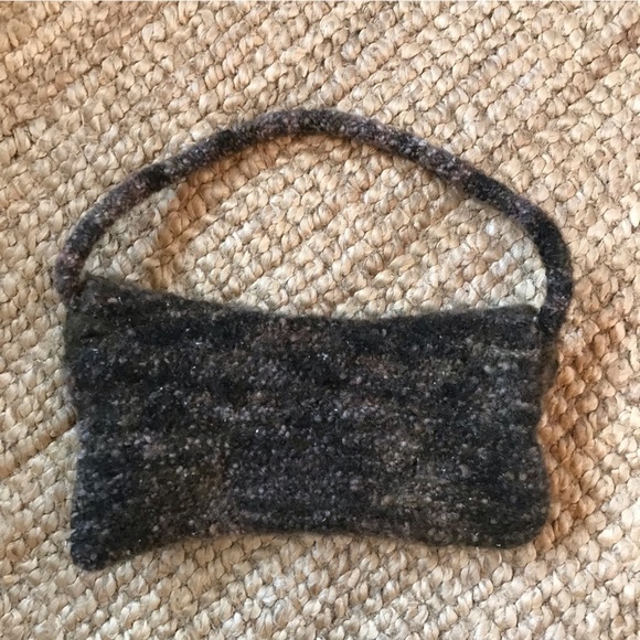 SMALL hand crafted boiled wool purse with button closure. - Picture 3 of 3